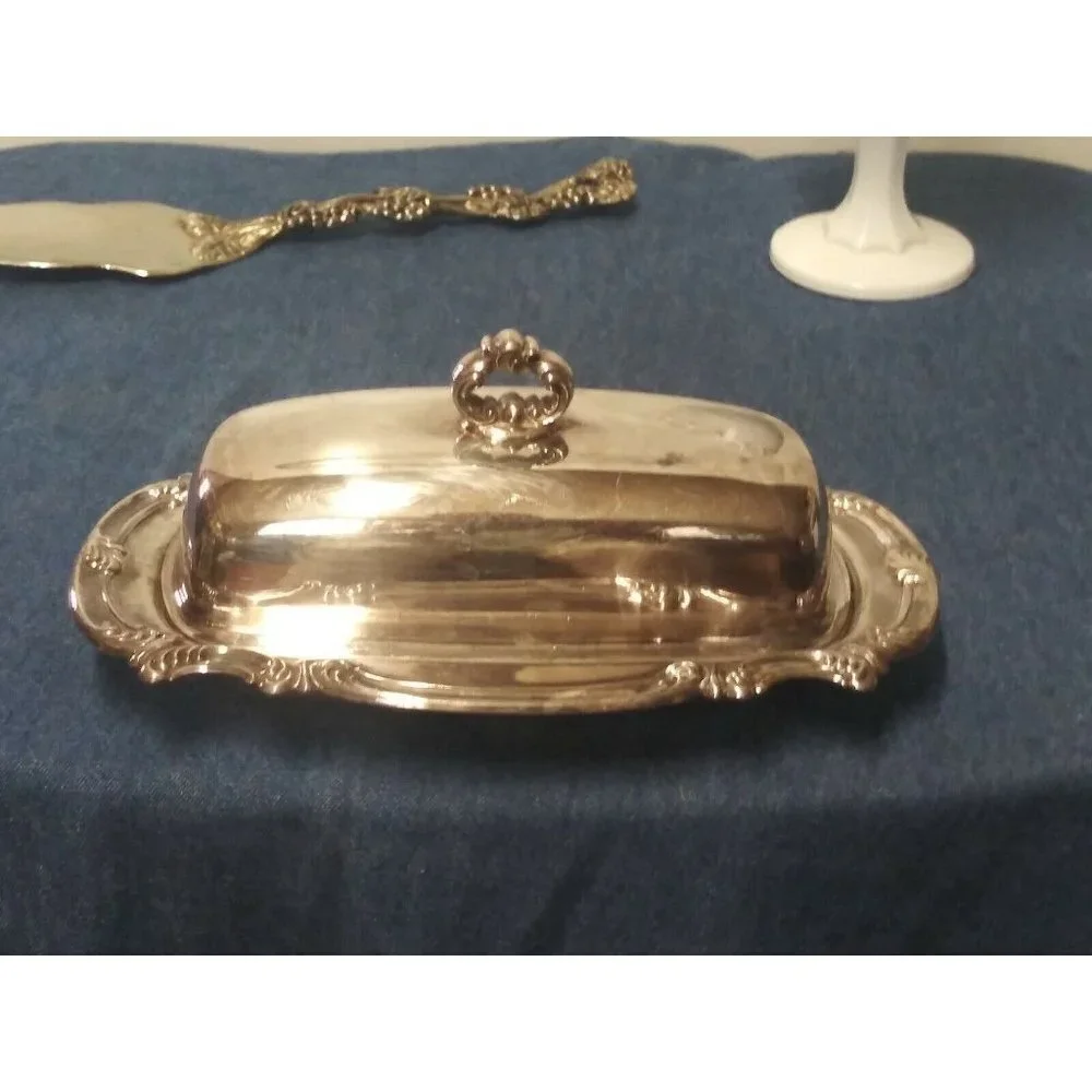 Vintage Gorham Butter Dish Silver plated quarter lb Scroll pattern YC1760 EUC